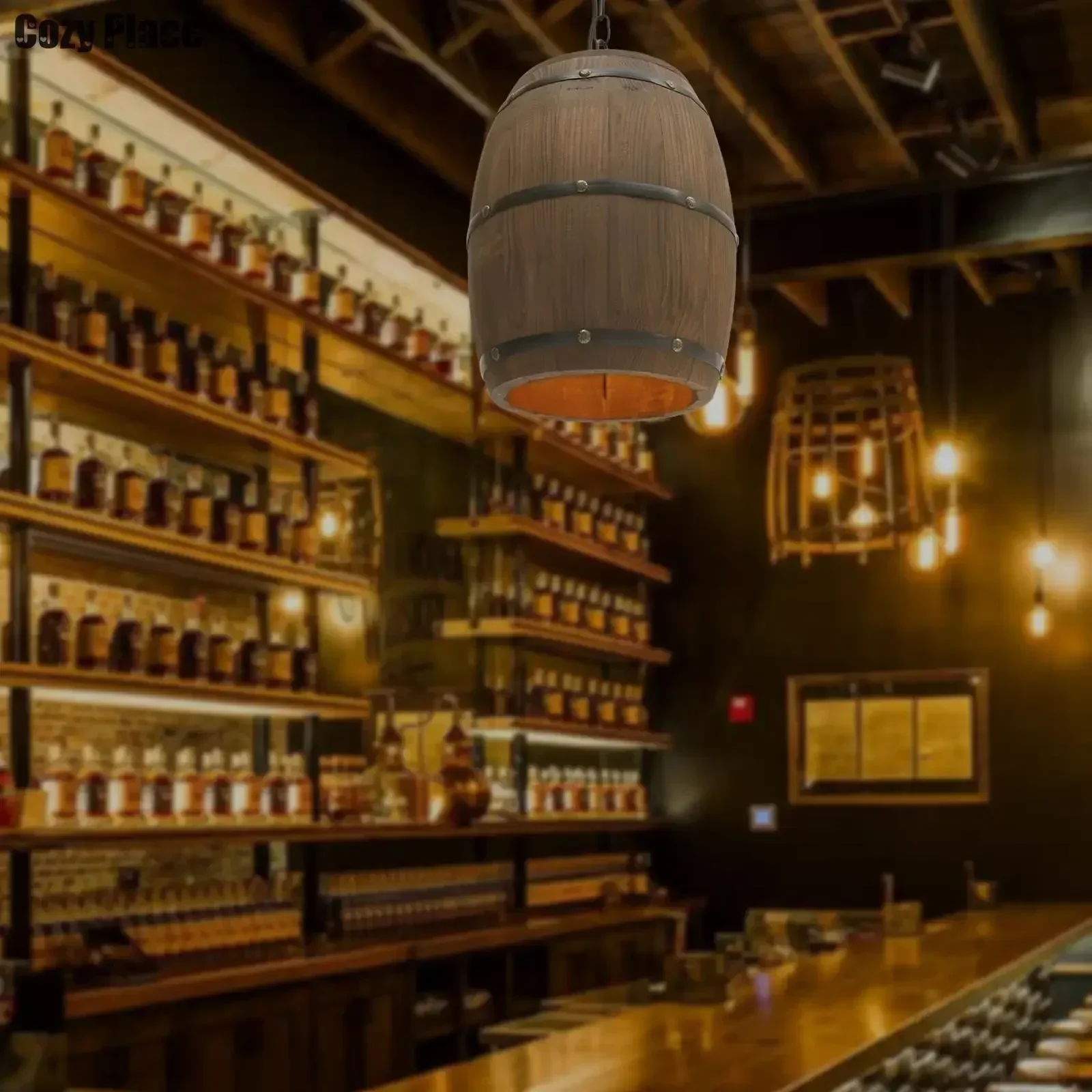 소박한 빈티지 샹들리에 나무 펜던트 조명 와인 배럴 행 - Wine & Beer Guayaquil 리뷰 및 가격